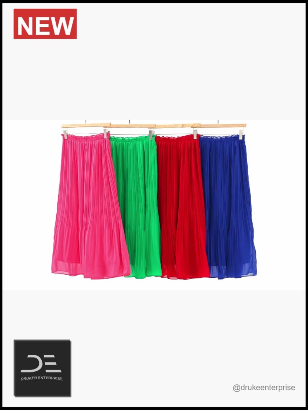 Flowy A-Line Pleated Midi Skirt with Elastic Waist, Solid - Picture 7 of 7